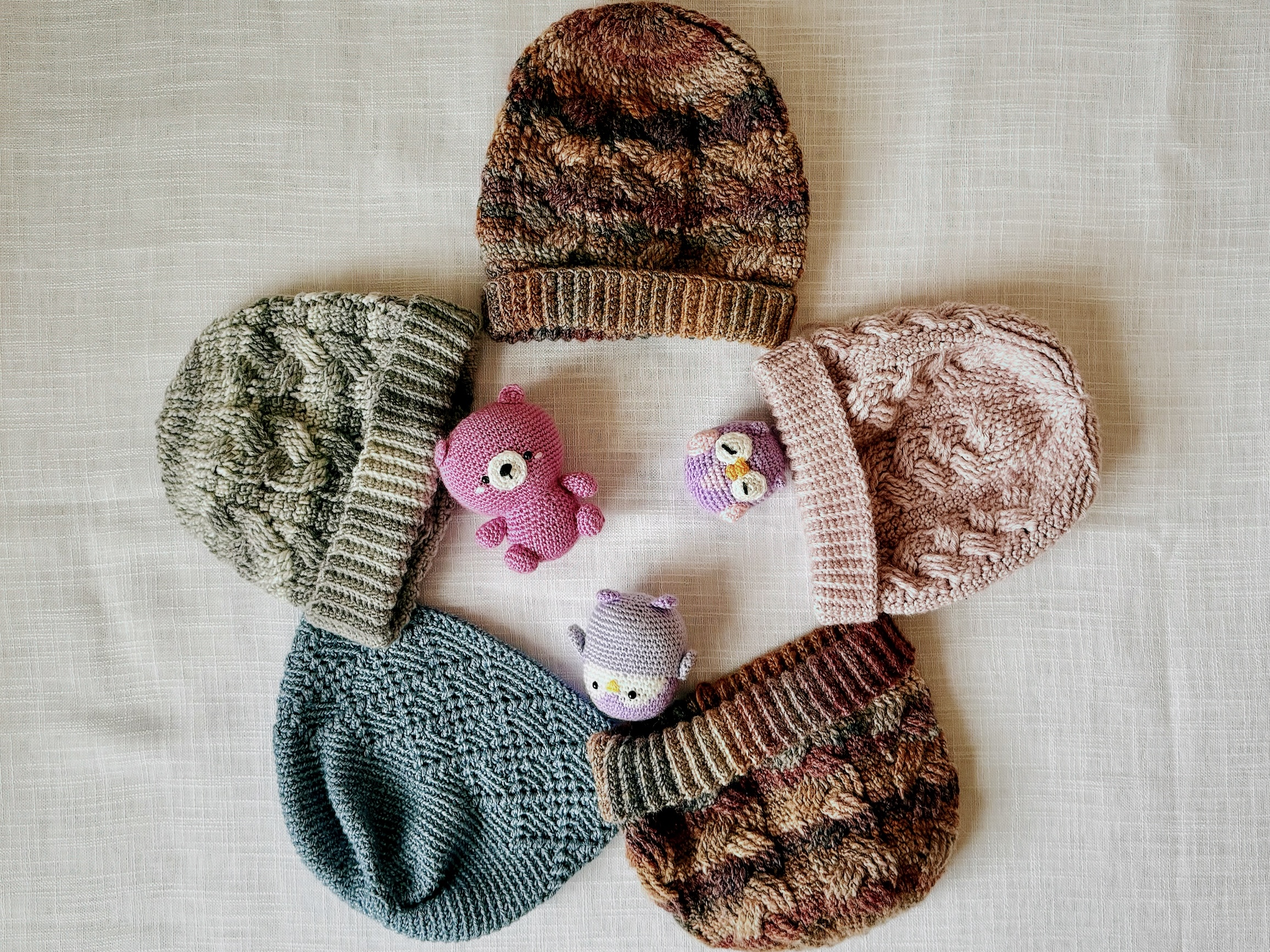 Handmade crochet donations prepared for community partner